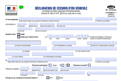 Changement de carte grise